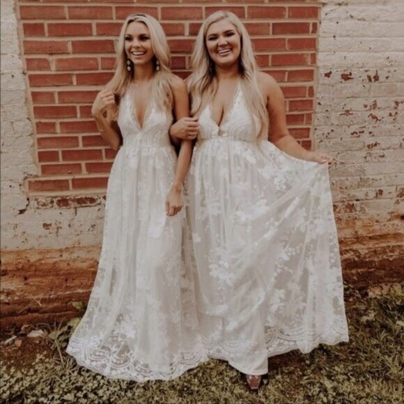 Southern Fried Chics Dresses & Skirts - Southern Fried Chics Enchanted Night White Sequin Maxi Dress Wedding